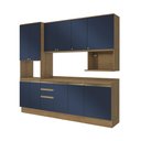 Ver imagem 2 de Armário de Cozinha Compacta Nicho Micro-ondas 100% Mdf 250cm Nogueira/azul Profundo Celeste