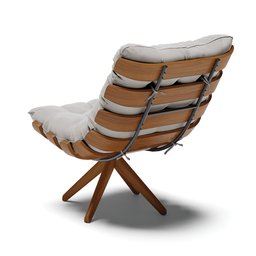 Poltrona Giratória Costela Veludo Cinza Base Madeira MA25 - D'Rossi - 5