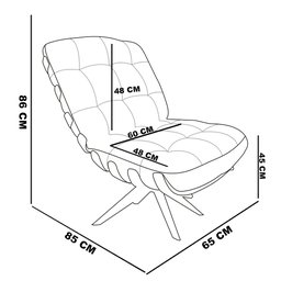 Poltrona Giratória Costela Veludo Cinza Base Madeira MA25 - D'Rossi - 8