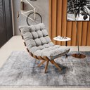 Ver imagem 2 de Poltrona Giratória Costela Veludo Cinza Base Madeira MA25 - D'Rossi