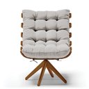 Ver imagem 3 de Poltrona Giratória Costela Veludo Cinza Base Madeira MA25 - D'Rossi