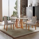 Ver imagem 2 de Conjunto Sala de Jantar Mesa Florença 140x80cm Off White com 4 Cadeiras Dallas Veludo Cinza