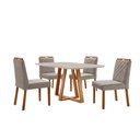 Ver imagem 1 de Conjunto Sala de Jantar Mesa Florença 140x80cm Off White com 4 Cadeiras Dallas Veludo Cinza