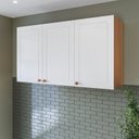 Ver imagem 1 de Armário Aéreo 3 Portas 120 cm Pérola Yescasa Branco/Freijó