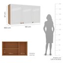 Ver imagem 3 de Armário Aéreo 3 Portas 120 cm Pérola Yescasa Branco/Freijó