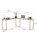 Ver imagem 3 de Mesa em L sem Prateleira Office em Mdf Industrial Klm Store Dourado/off White