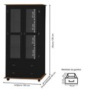 Ver imagem 5 de Cristaleira Rústica de Madeira 2 Portas e 2 Gavetas com Pés Torneados - Preto Laca com Tampo e