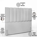 Ver imagem 4 de Kit Cabeceira Cama Box Casal 140cm com Calçadeira Recamier Baú Dália W01 Linho Cinza - Lyam