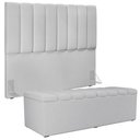 Ver imagem 3 de Kit Cabeceira Cama Box Casal 140cm com Calçadeira Recamier Baú Dália W01 Linho Cinza - Lyam