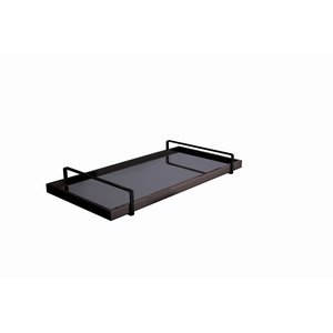 Bandeja Espelhada Decorativa Preta com Alça Preta Cantinho do Café