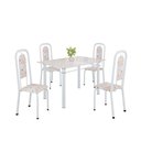 Ver imagem 2 de Conjunto Sala de Jantar com 4 Cadeiras Lara Branco/Bege