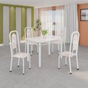 Ver imagem 1 de Conjunto Sala de Jantar com 4 Cadeiras Lara Branco/Bege
