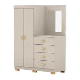 Cômoda Roupeiro com Espelho 2 Portas 4 Gavetas Cristal - Fendi Fendi - 2 Cômoda Roupeiro com Espelho 2 Portas 4 Gavetas Cristal - Fendi Fendi - 2