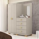 Ver imagem 1 de Cômoda Roupeiro com Espelho 2 Portas 4 Gavetas Cristal - Fendi Fendi