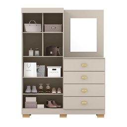 Cômoda Roupeiro com Espelho 2 Portas 4 Gavetas Cristal - Fendi Fendi - 3 Cômoda Roupeiro com Espelho 2 Portas 4 Gavetas Cristal - Fendi Fendi - 3