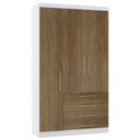 Ver imagem 1 de Guarda Roupa Solteiro 132cm 3 Portas 4 Gavetas Taiga Branco/avelã L01 - Mpozenato