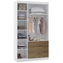 Ver imagem 3 de Guarda Roupa Solteiro 132cm 3 Portas 4 Gavetas Taiga Branco/avelã L01 - Mpozenato