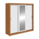 Ver imagem 4 de Guarda Roupa Casal Atlas 3 Portas de Correr com Espelho MDP Amêndoa-Branco-Amêndoa Móveis Lopas