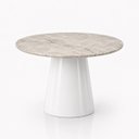 Ver imagem 1 de Mesa de Jantar Cone Redondo 150 cm Tampo Mármore Taj Mahal Base Laca Branca