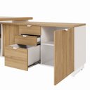 Ver imagem 6 de Escrivaninha Mesa Escritório Diretor em L com Armário Lateral e Caixa de Tomadas 3 Gavetas 180cm Cor
