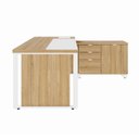 Ver imagem 4 de Escrivaninha Mesa Escritório Diretor em L com Armário Lateral e Caixa de Tomadas 3 Gavetas 180cm Cor