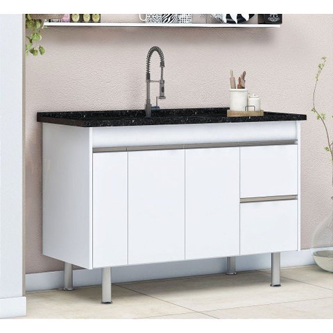 Gabinete Cozinha Mdp 1,44m Elegance com 5 Pés Pré-montado:branco