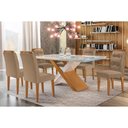 Ver imagem 1 de Conjunto: Mesa Sala Jantar Imperatriz Tampo Madeirado C/ Vidro Curvo 180x90 e 6 Cadeiras Imperatriz
