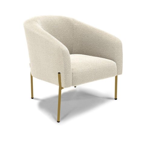 Cadeira Sala de Jantar Pé de Ferro Dourado Stella Bouclê D03 - D'Rossi Cor Bege