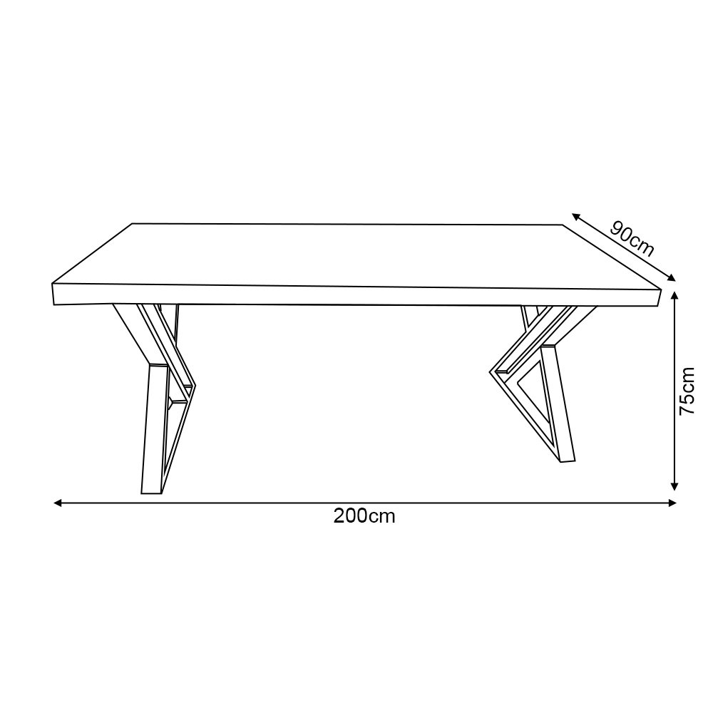 Mesa Industrial para Área Externa Amsterdã com Ferragem Preta 2,00m - 4