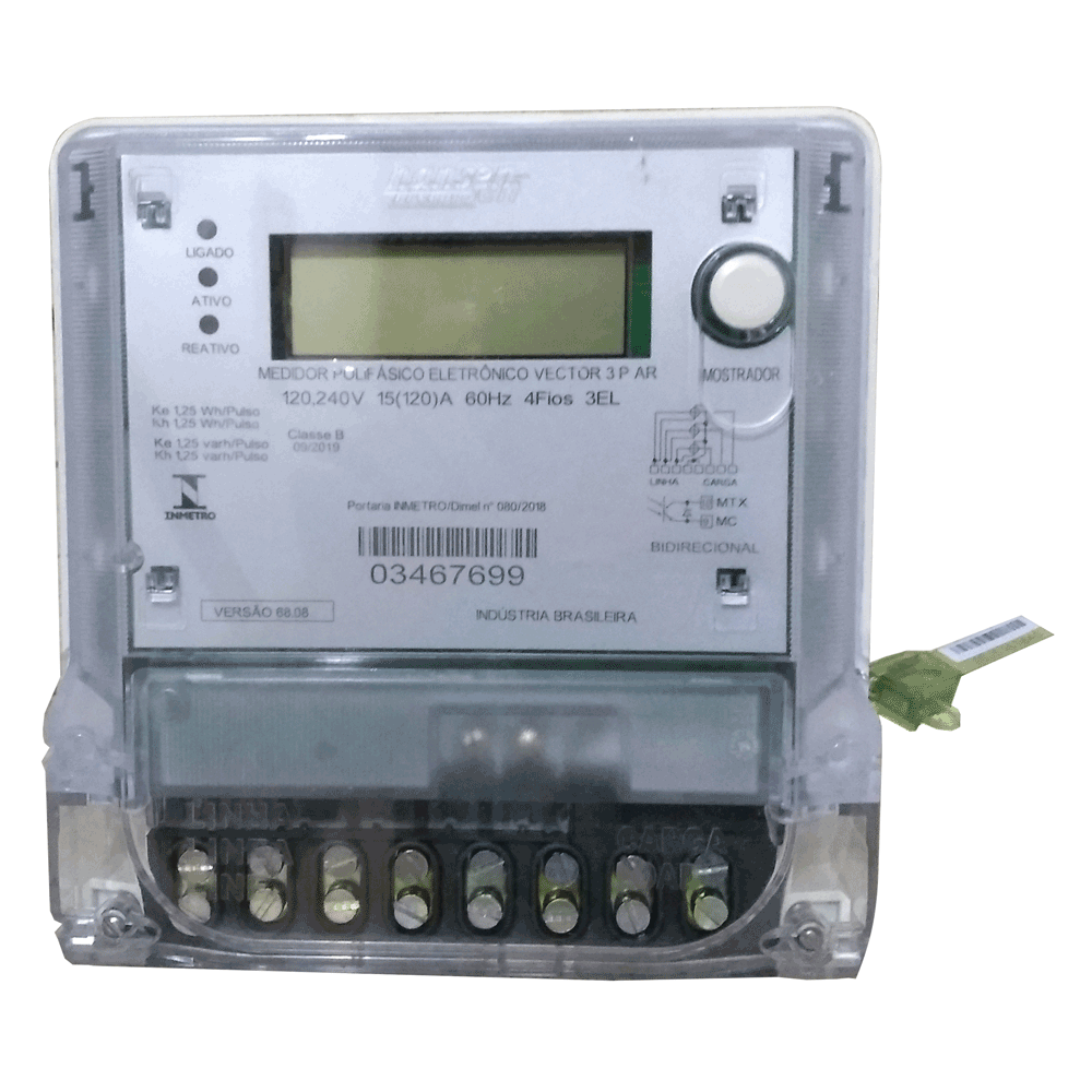 Medidor Consumo de Energia - Trifásico - Nansen - Vector Par - Energia Ativa e Reativa