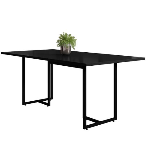 Mesa de Jantar 6 Lugares Retangular Maldiva F01 Industrial 180cm Preto Fosco - Lyam Decor