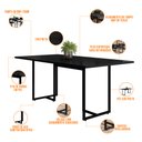 Ver imagem 3 de Mesa de Jantar 6 Lugares Retangular Maldiva F01 Industrial 180cm Preto Fosco - Lyam Decor