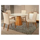 Ver imagem 1 de Mesa De Jantar Cone Tampo Redondo 100 cm Com Vidro Off White + 4 Cadeiras Ana Creme