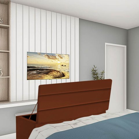 Calçadeira Baú Recamier King 190CM Argentina Suede Terracota - D A DECOR