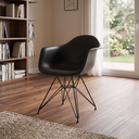 Ver imagem 1 de Poltrona Eames Eiffel Preta com Braço Daw de Ferro Preto