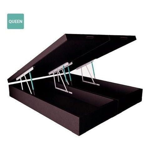 Cama Box Baú Queen Bipartido Sintético Marrom 38x158x198