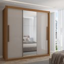 Ver imagem 1 de Guarda-roupa Casal Cardiff 3 Portas 4 Gavetas com Espelho Cinamomo/off White - Panorama Móveis