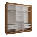 Ver imagem 4 de Guarda-roupa Casal Cardiff 3 Portas 4 Gavetas com Espelho Cinamomo/off White - Panorama Móveis