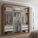 Ver imagem 2 de Guarda-roupa Casal Cardiff 3 Portas 4 Gavetas com Espelho Cinamomo/off White - Panorama Móveis