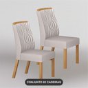 Ver imagem 2 de Kit 2 Cadeiras Maciça de Jantar Estofada Ilhéus- Arbo Design- Linho Bege