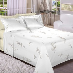 Jogo de Cama Trésor Floral Melina 300 Fios - 100% Algodão - Marfim Melina - King