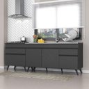Ver imagem 1 de Kit 2 Balcões Gabinete Pia 150 Cm E Cooktop 70 Cm Veneza Multimóveis Mp2073.895 Preto