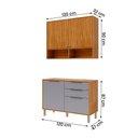 Ver imagem 3 de Armario Aereo com Balcão Divina 120cm com 4 Portas 2 Gavetas Cinamomo/platina