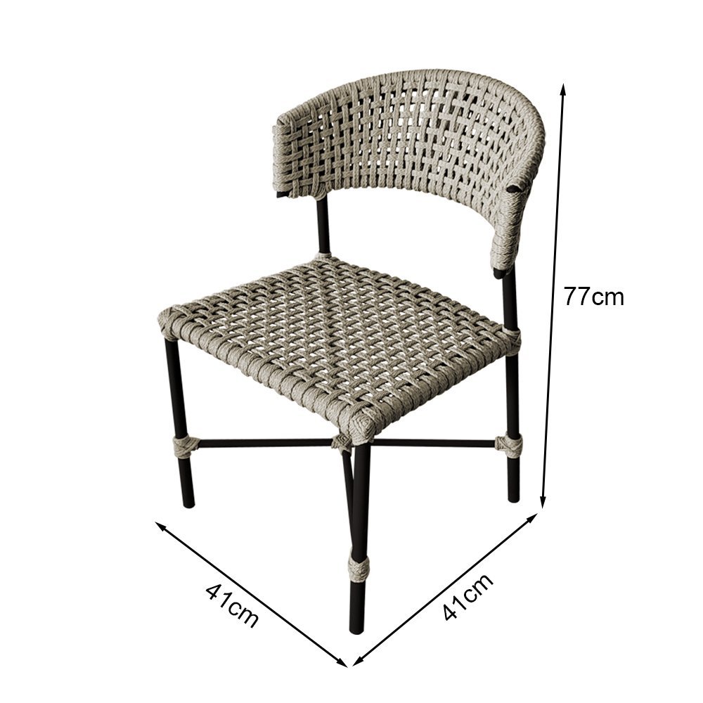 Kit 4 Cadeiras Hortz Corda Náutica Base em Alumínio Preto/areia - 5