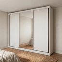 Ver imagem 1 de Guarda-Roupa Casal com 3 Portas de Correre 6 Gavetas com Espelho 100% MDF Branco Linha Vegas