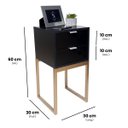 Ver imagem 2 de Kit 2 Mesas Cabeceira Industrial 30cm Preto Eco 2 Gavetas Base Metal Dourado Lateral Cama