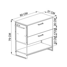 Balcão para Banheiro com Pés em Aço 1 Porta e 1 Gaveta 80 Cm Preto com Grafite Preto com Grafite - 4