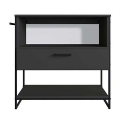 Balcão para Banheiro com Pés em Aço 1 Porta e 1 Gaveta 80 Cm Preto com Grafite Preto com Grafite - 7