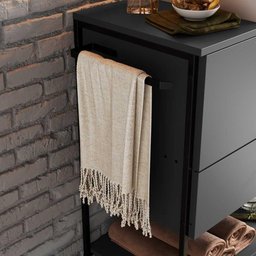 Balcão para Banheiro com Pés em Aço 1 Porta e 1 Gaveta 80 Cm Preto com Grafite Preto com Grafite - 3