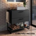 Ver imagem 2 de Balcão para Banheiro com Pés em Aço 1 Porta e 1 Gaveta 80 Cm Preto com Grafite Preto com Grafite